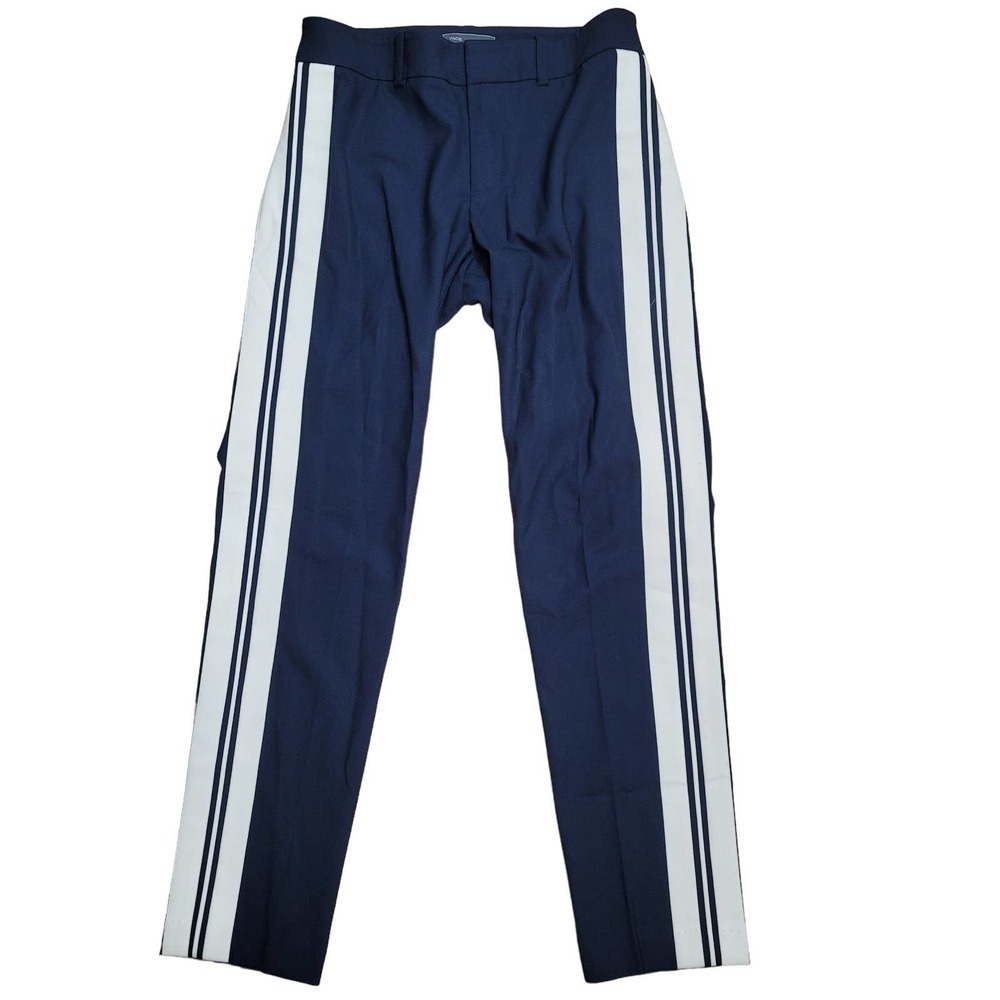Vince Wool Blend Navy Blue Pants Side Stripes